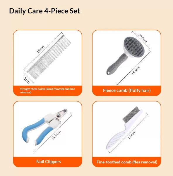 Pet Bath Brush Bath Gloves Nail Clippers