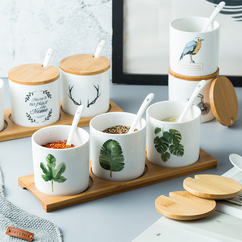 Household Kitchen Ceramic Condiment Jar Set