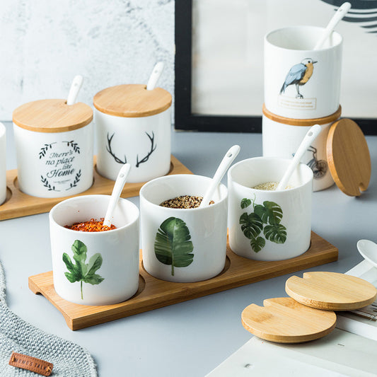 Household Kitchen Ceramic Condiment Jar Set