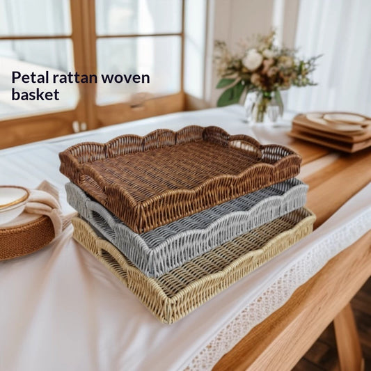 Simple Home Rattan-Style Woven Vegetable And Fruit Basket Desktop Sundries Storage Basket