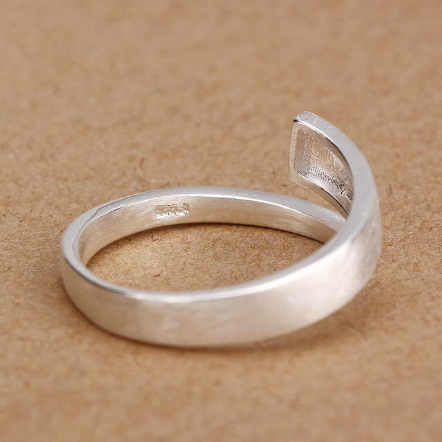Japanese-Korean Minimalist Plain Silver Wave-textured Open Ring