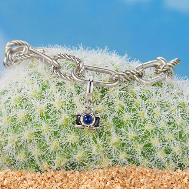 S925 Sterling Silver Clasp Adjustable Camera Pendant Beaded Diy Bracelet Accessories