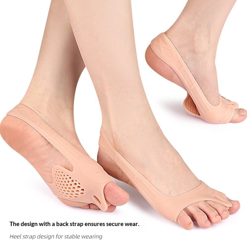 Thickened Perforated Shock-absorbing Massage Half-size Insoles With Adjustable Toe Separators