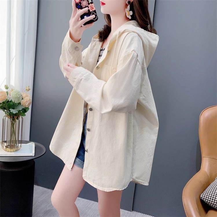 Thin Korean-style Shirt With A Hooded Top And Jacket