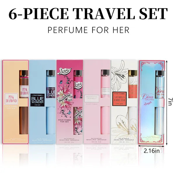 6pcs Travel Set, Women'S Eau De Parfuma Spray, Long Lasting Fragrance, 6 Different Flavor, Perfect For Holiday Gifts, Dating, Daily Life, Parties, 1.18 Fl Oz Bottle