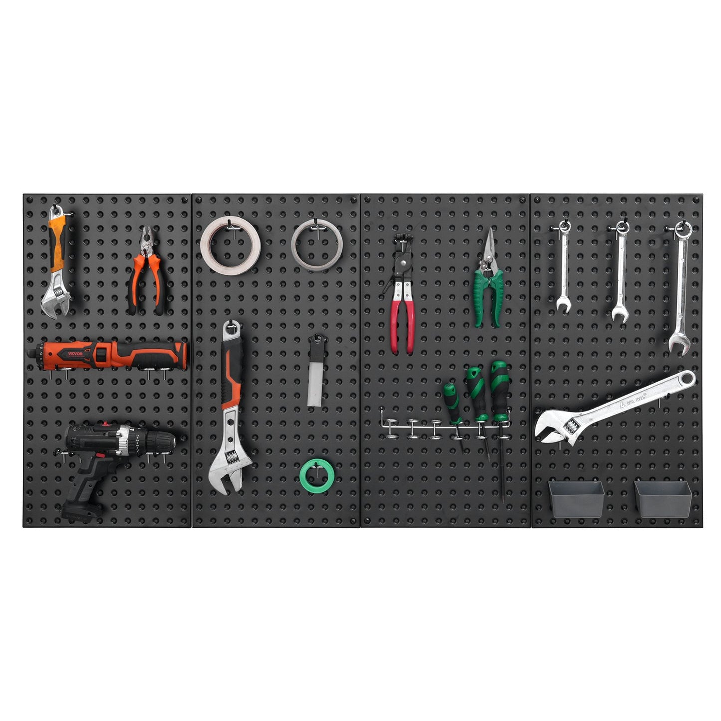 Metal Pegboard Panels, 24" X 12" Pegboard, 4 Panels, Heavy Duty Peg Board Wall Organizer With Accessories, For Living Room Garage Tool Storage Office Organization Craft Room Kitchen Home, Black