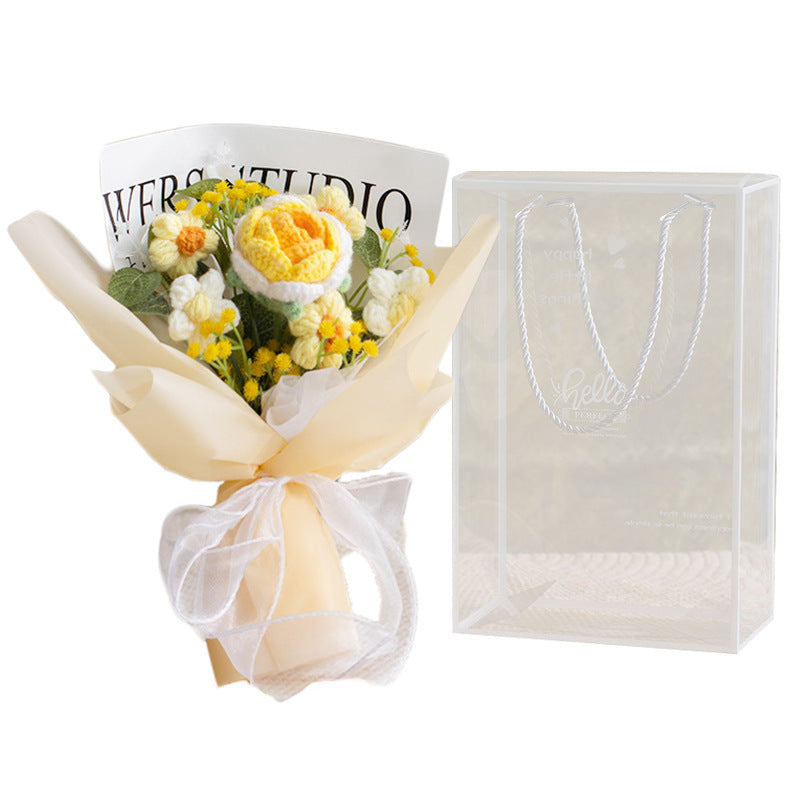 Handmade Crochet Rose Bouquet Simulation Flower Gift Box