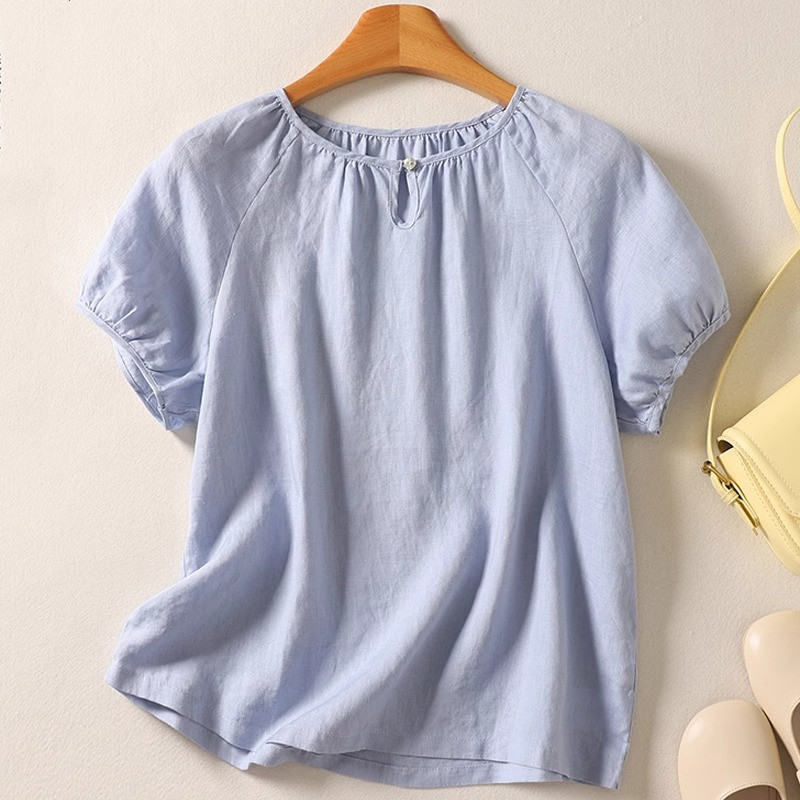 Summer Casual All-Match Solid Color Korean-Style T-Shirt For Women