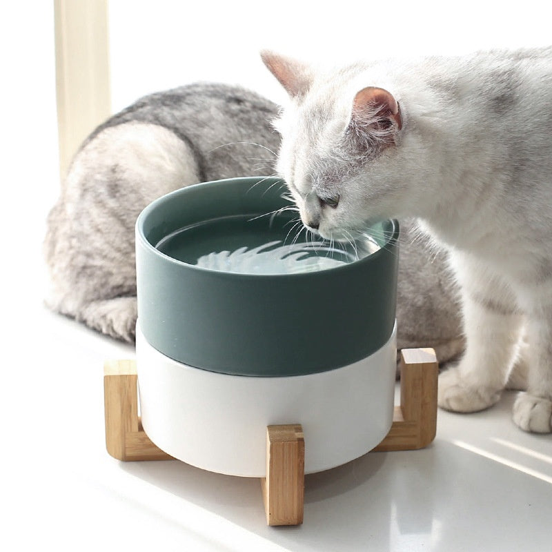 Solid Color Minimalist Home Use Ceramic Cat Food Feed Bowl