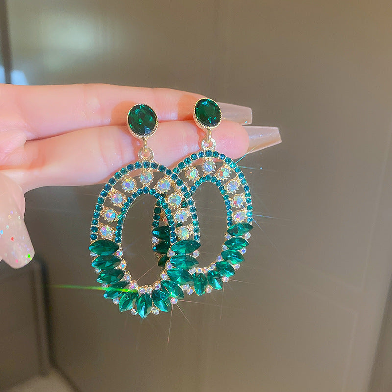 Vintage Classic Green Butterfly Earrings Women 925 Silver Pin Pearl Rhinestone High End Gift