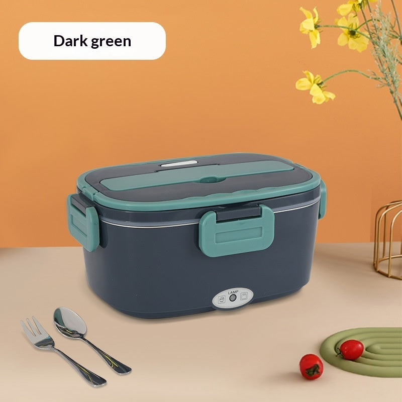 Black Electric Heated Lunch Box Stainless Steel Home And Car Dual-Use