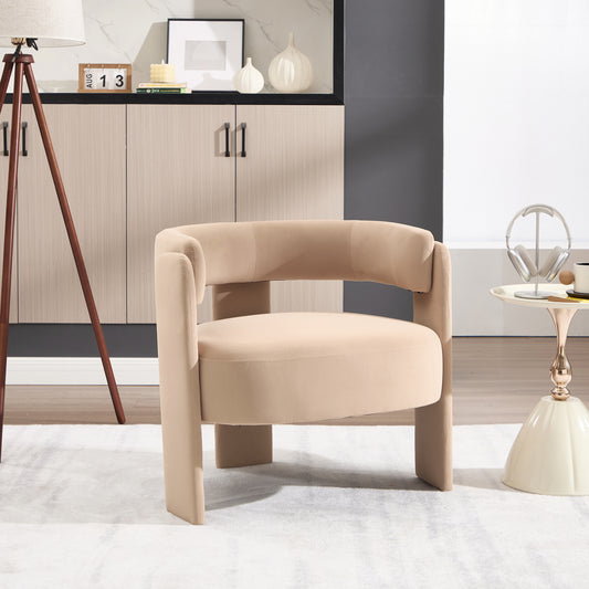 Accent Chair For Living Room, Velvet Comfy Single Sofa Chair Mid Century Modern Armchair Wooden Legs For Bedroom Office Reading