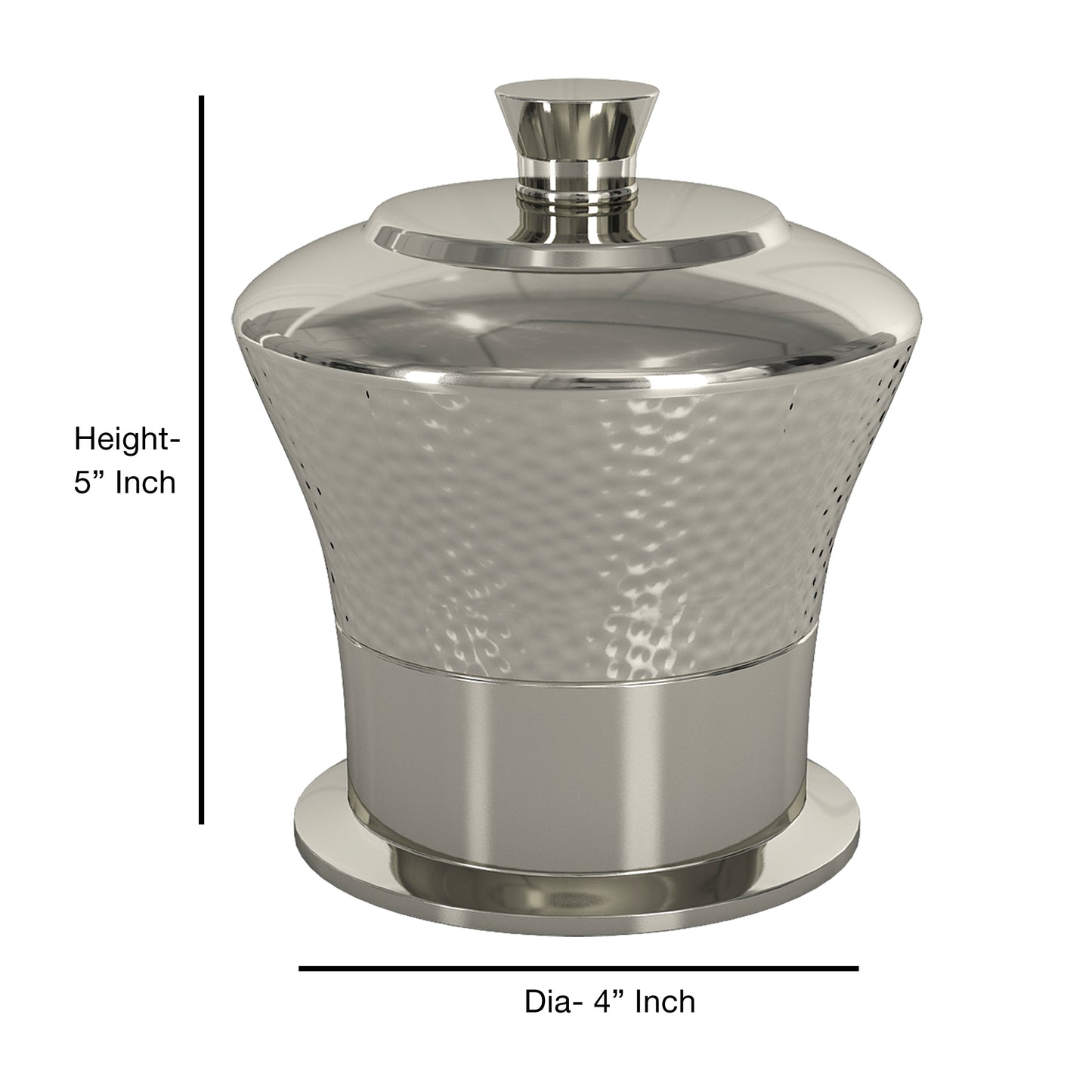 Classic Stainless Steel Vanity Jar Stylish Storage For Cotton Swabs,Sponges & Bath Salts   Decorative Canister For Bathroom,Bedroom   Hammered Shiny Finish
