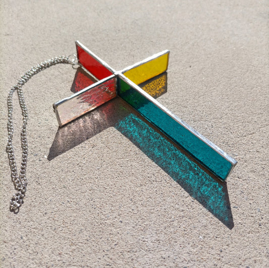 Colored Glass Color Matching Three-dimensional Cross Personalized Pendant Accessories