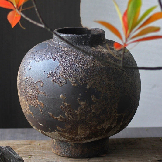 Wabi-sabi-style Vintage Stoneware Vase Living Room, Entryway Or Desk Decor Piece