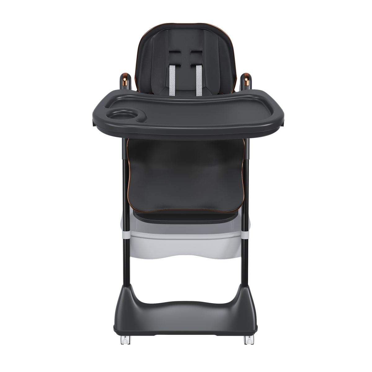 Adjustable Baby High Chair 0-6 Years -Portable Infant Feeding Seat With Safety Belt, Silent Lockable Wheels & Easy-Clean Design For Home, Dining, Living Room, Bedroom  Black
