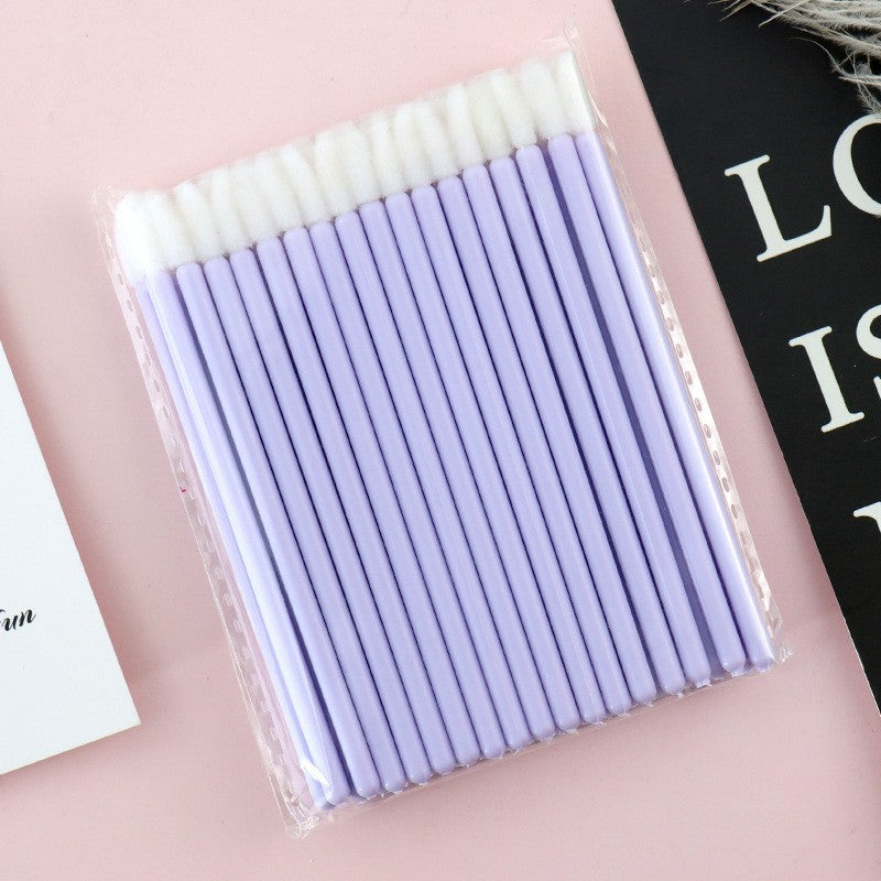 Fishing Rod Lip Brush Flocking Lipstick Makeup Brush Solid Lip Lacquer Brush Cotton Swab 50PCS