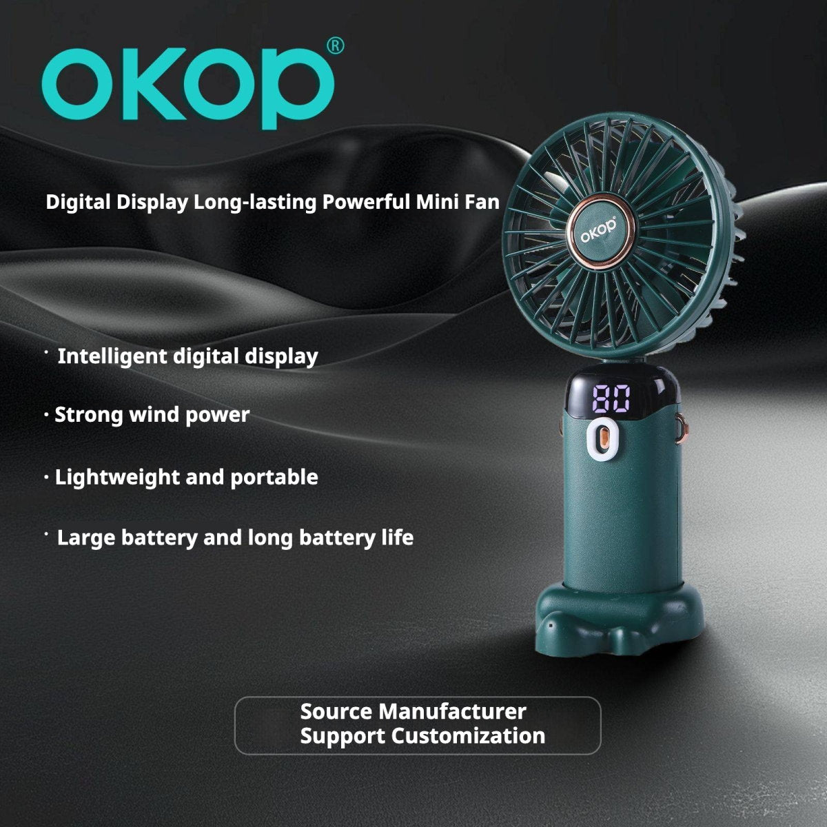 KP-F02 Hot-Selling Mini Handheld Fan Portable Creative Desktop Design With Digital Battery Display Ideal For Summer Outdoor Use New Model In Stock