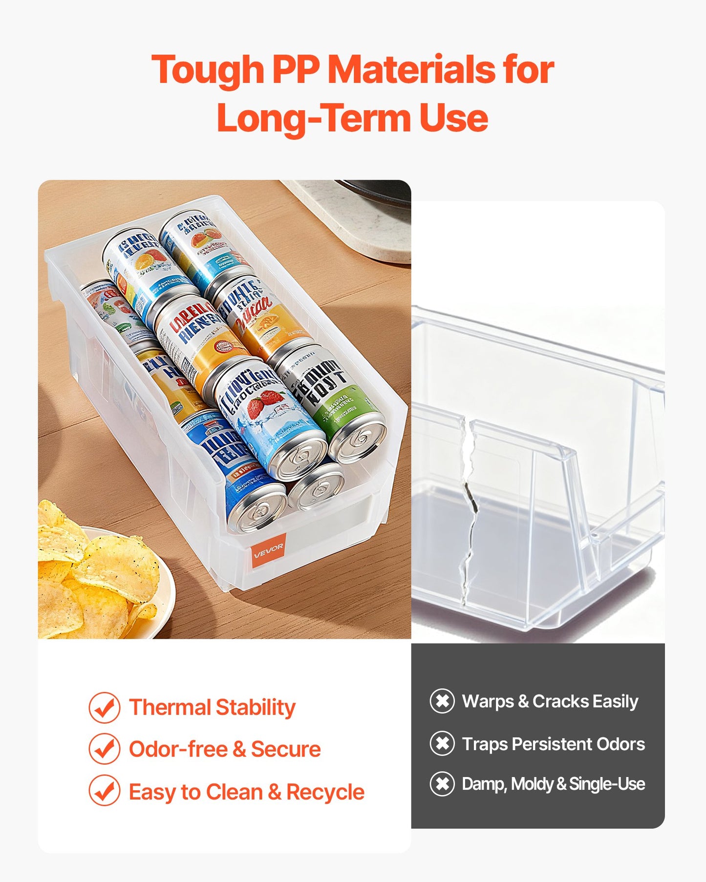 Plastic Stackable Storage Bins, 14.8 X 8.5 X 7.1 Inch (6 Pack), Plastic Containers For Organizing & Storage Bins For Closet, Garage, Small Parts, Office Supplies, Other Accessories, Transparent