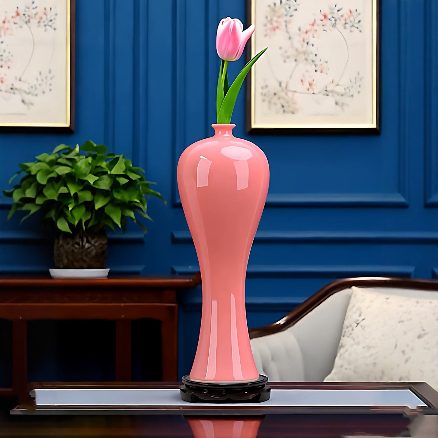Ceramic Beauty Vase With Colored Glaze Flower Vase And Floral Arrangement Holder