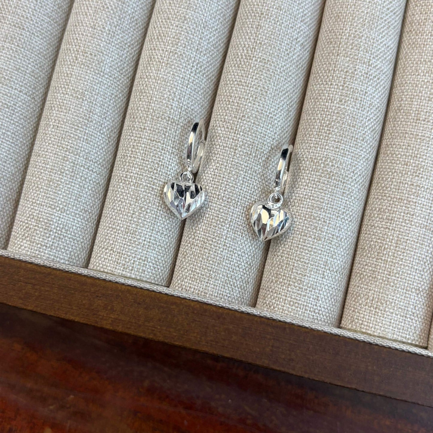 1 Pair 999 Sterling Silver Faceted Sparkly Heart Hoop Earrings, Minimalist & Elegant, Perfect For Daily, Dating & Gifting, Ideal Valentine's Gift