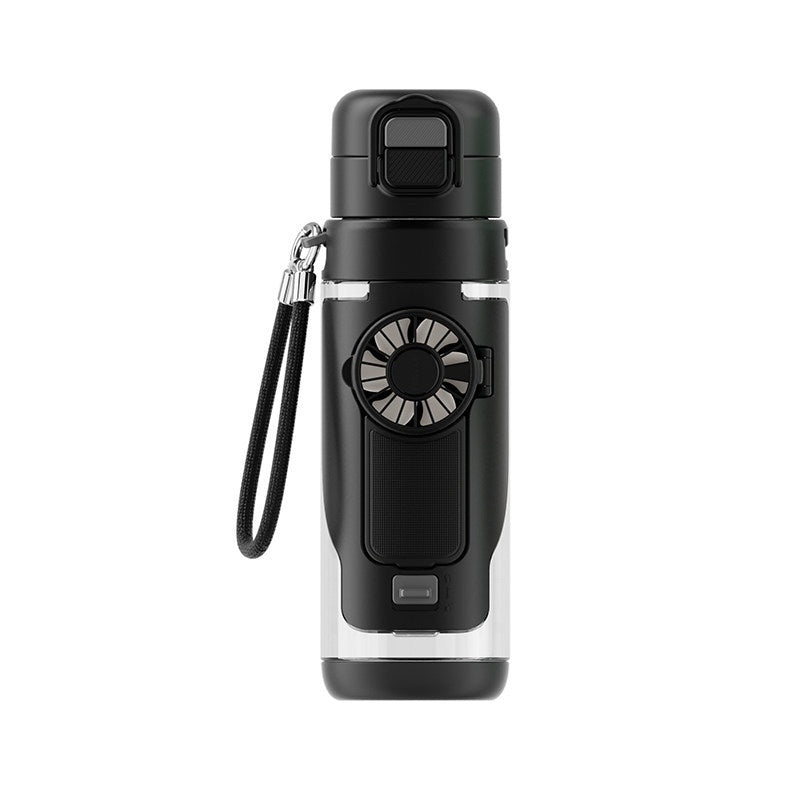 Cooling Sports Water Bottle With Dual Drinking Spouts And A Fan Cup