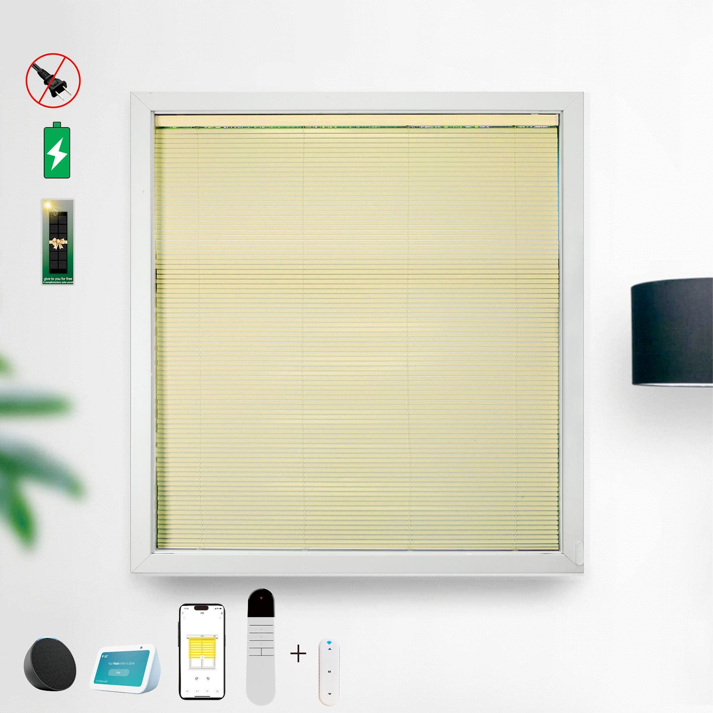 Paired With 15 Channel Remote Control And Solar Charging Panel, Electric Blinds, Intelligent Remote Blinds, Silent Motor, Cordless Sunshade, Dimmable Blinds