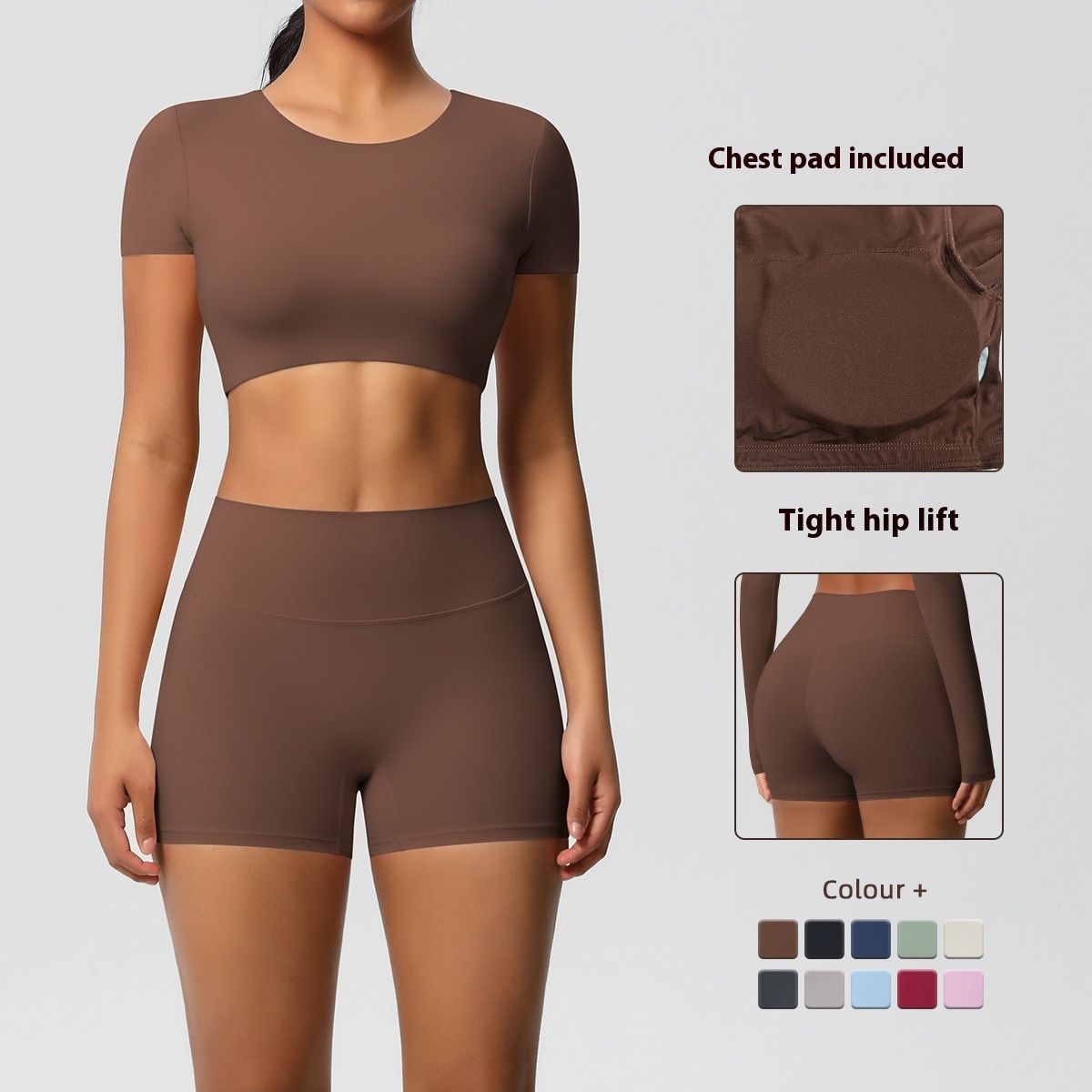Solid Color Double-sided Brushed Yoga Clothes With Chest Suit Running