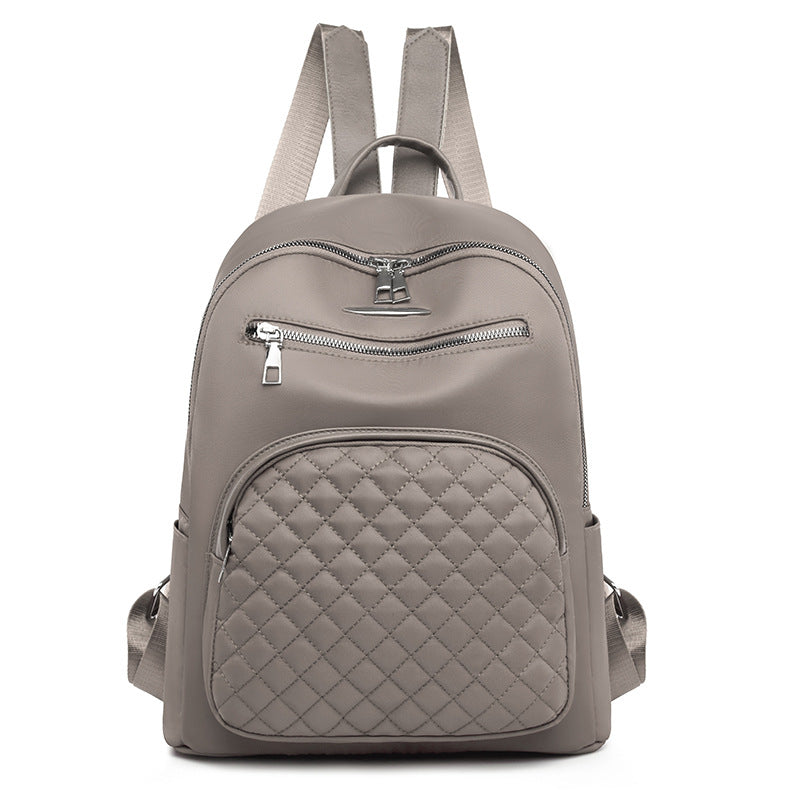 Womens Korean-style Solid-color Casual Oxford Cloth Backpack