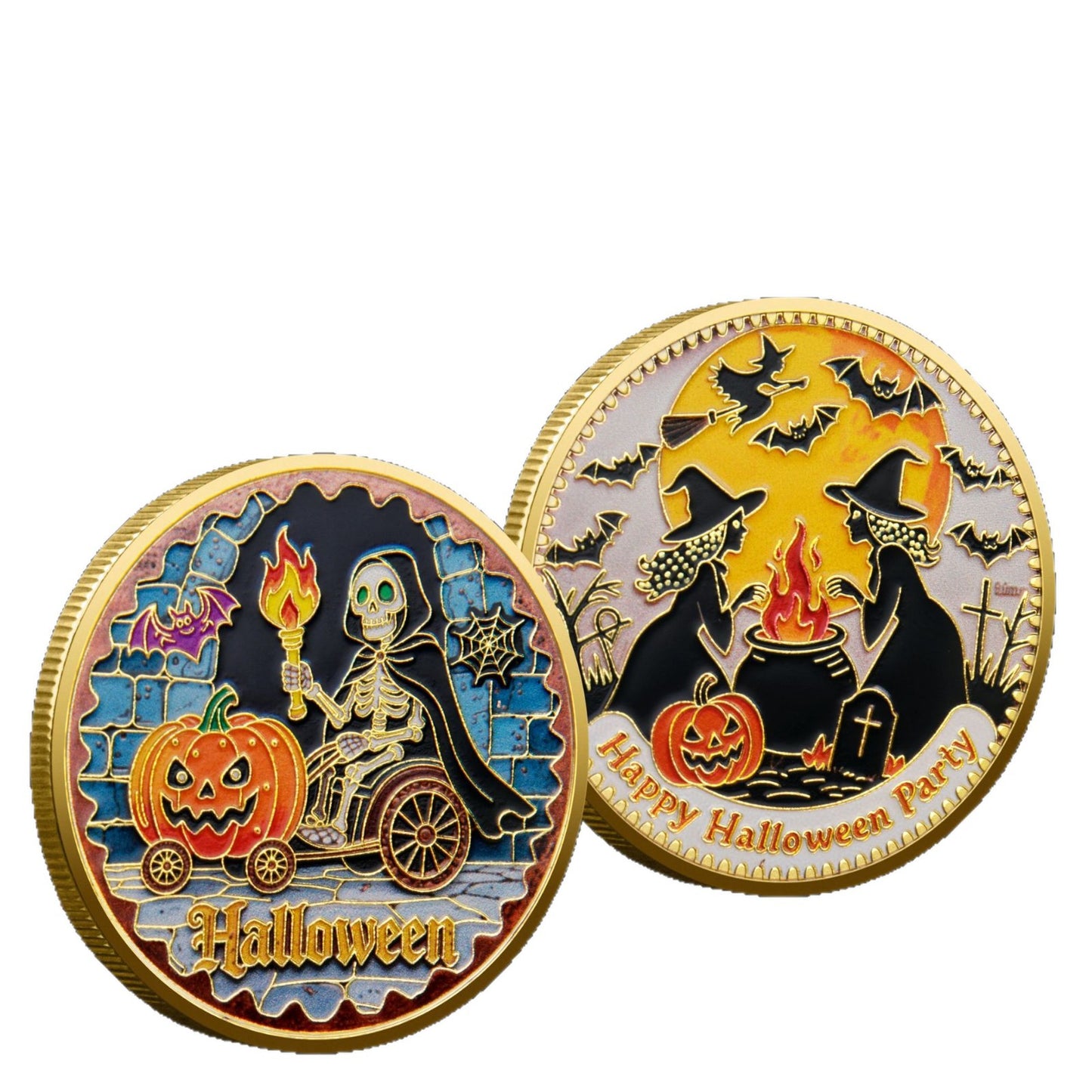 Cute Pumpkin Ghost And Skull Pattern Holiday Event Gift Coin
