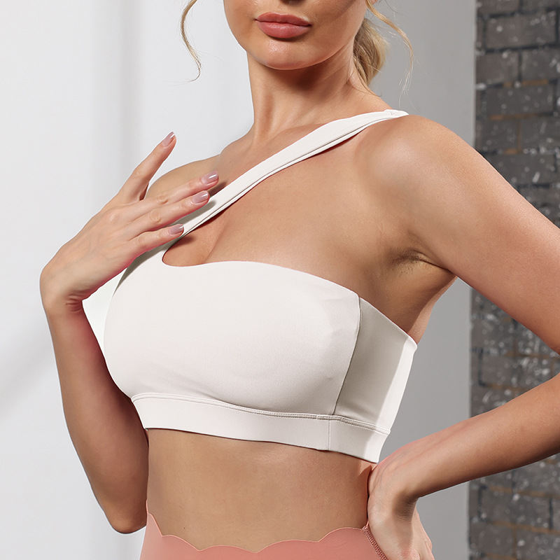 European And American Bare-feel Sports Bra One-shoulder Yoga Bra Stylish Sports Back