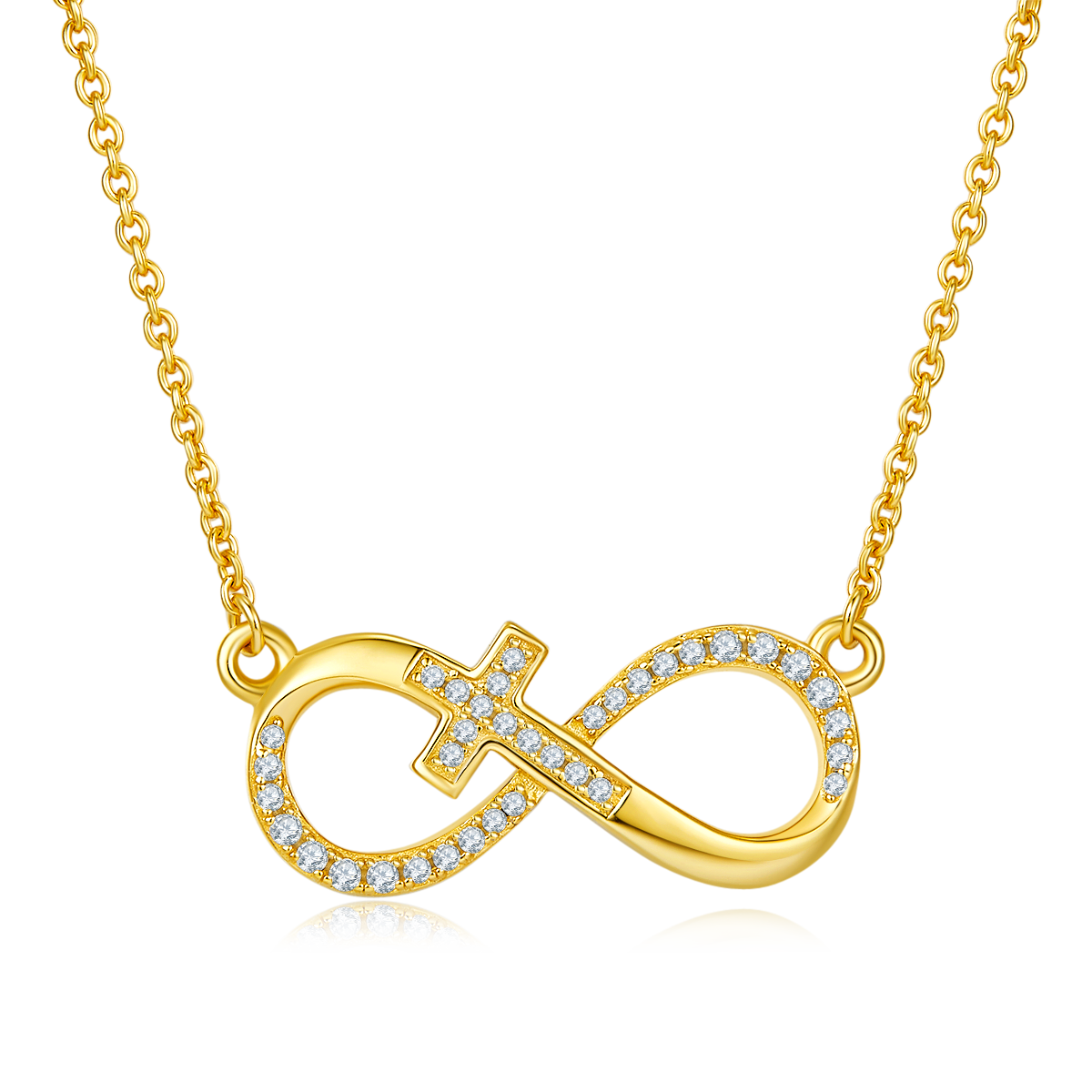 S925 Sterling Silver 3.7g 45cm Infinity Cross Necklace  36 Stone Moissanite Pendant With GRA, Platinum Plated Christian Jewelry Gift Box Set For Women