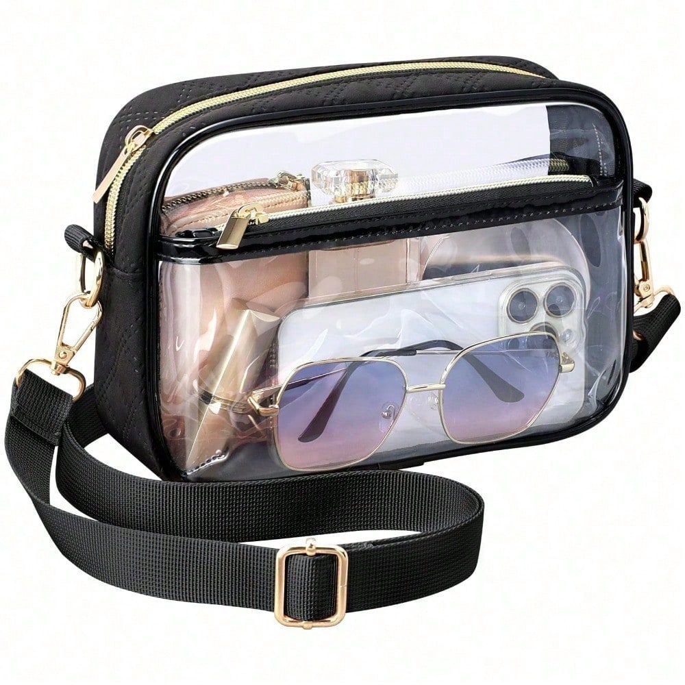 Clear Purse Stadium Transparent Messenger Bag Stadium Approved For Men And Women Clear CrossBody Bag, Clear Bag, Purse, Black Purse, Carteras Para Mujer, Summer, Valentine's Day Gifts, Romantic Gifts