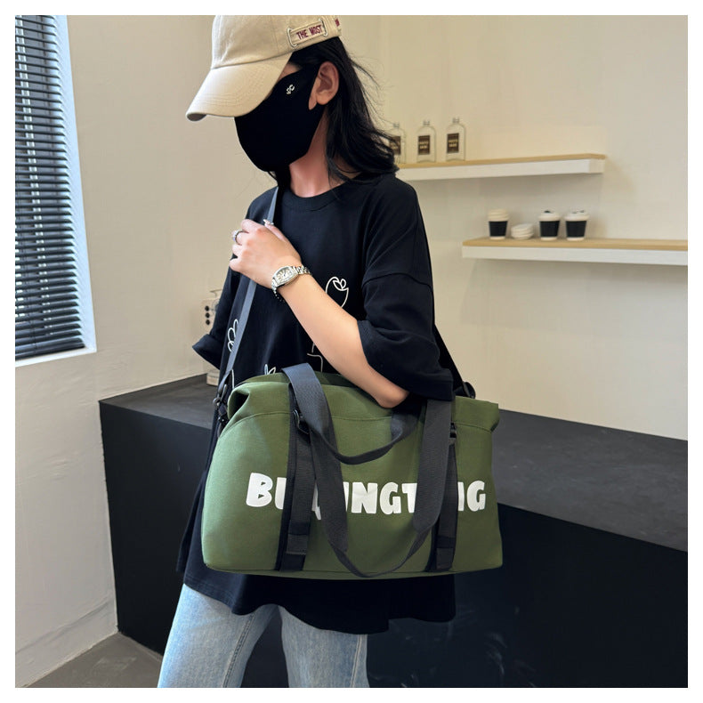 Women's Fashion Letter Print Gym Duffel Bag - Wet & Dry Separation Yoga Fitness Tote, Weekender Overnight Shoulder Bag For Travel