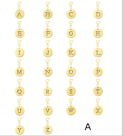 Titanium Steel Bracelet And Necklace Accessories 26-letter Charm Pendants Hand-polished In Gold