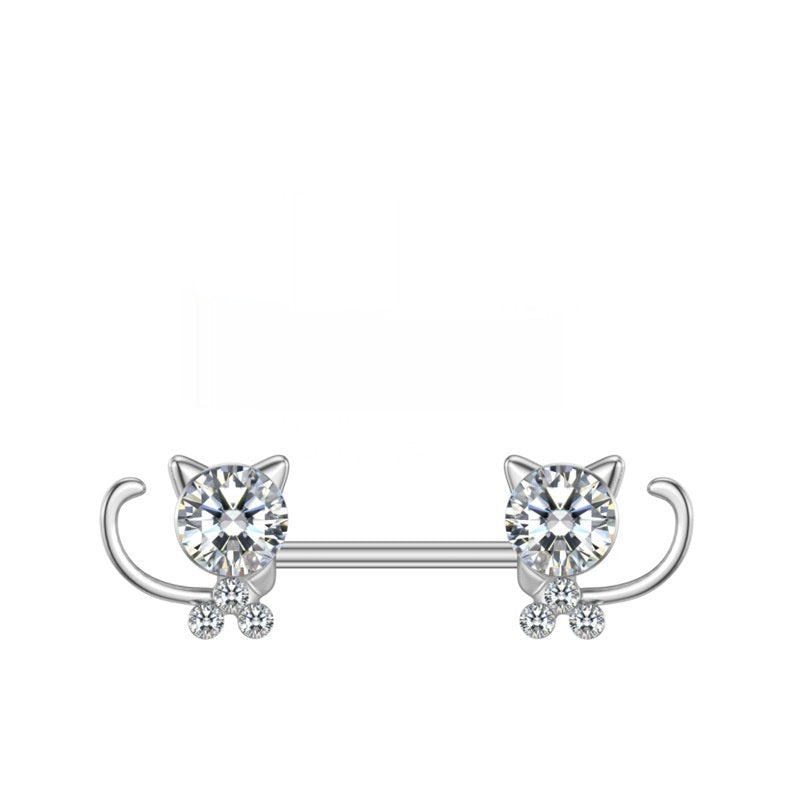 Popular Dripping Bee Adhesive Nail Human Body Piercing Accessories Zircon Cat Nipple Ring