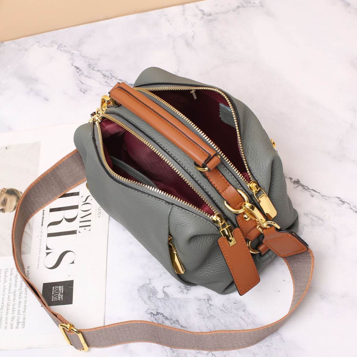 Korean-style Versatile Top-grain Leather Tote And Shoulder Bag