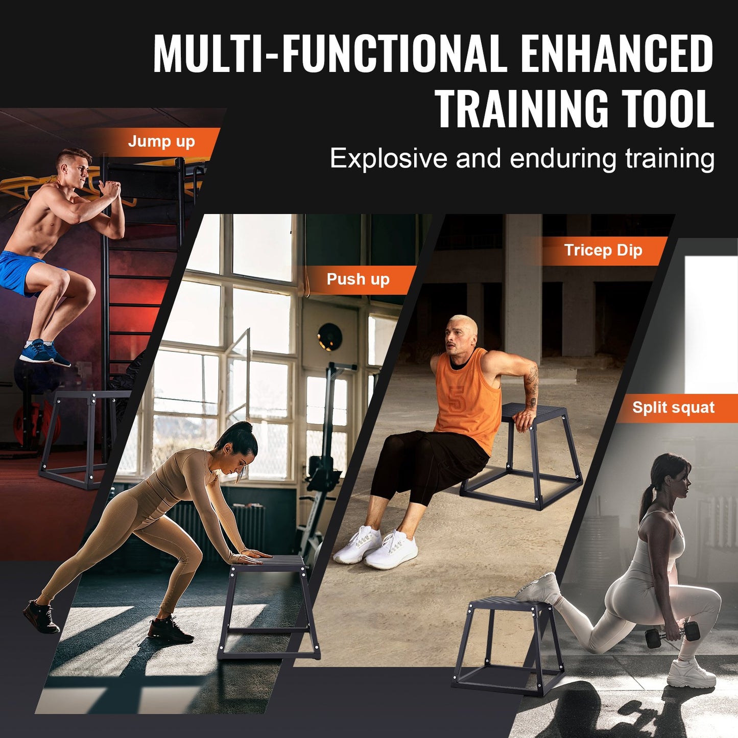 Plyometrische Sprungbox, 458 Mm Plyo-Box, Plyometrische Plattform Plyobox Schwarz, Rutschfeste Fitness-Übungs-Step-Up-Box Für Heimtraining, Konditions-Krafttraining, Oberschenkel Trainieren