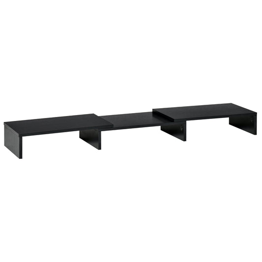 Vinsetto Dual Monitor Stand Riser With Adjustable Length And Angle, Screen Riser For Laptop, Computer, PC, Printer, TV, Black
