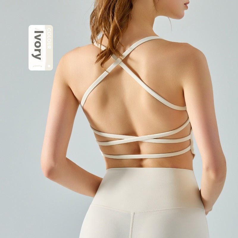 Nude Feel Slim Yoga Vest Semi-fixed One-piece Cup Beauty Back Sling