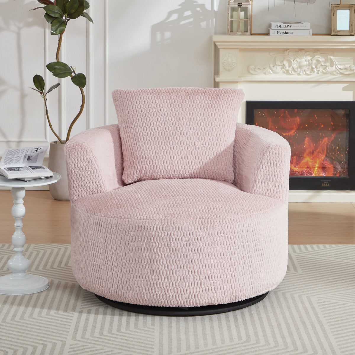 Compressible 360° Swivel Accent Chair,- Modern Comfort Seating for Living Room,Office,Apartment
