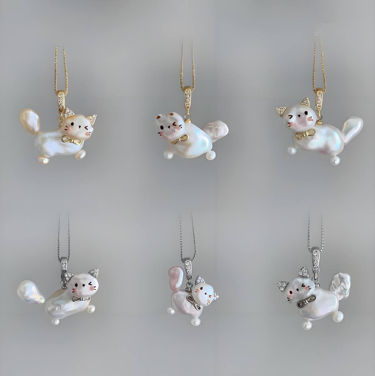 Pet Pearl Cat Pendant Necklace