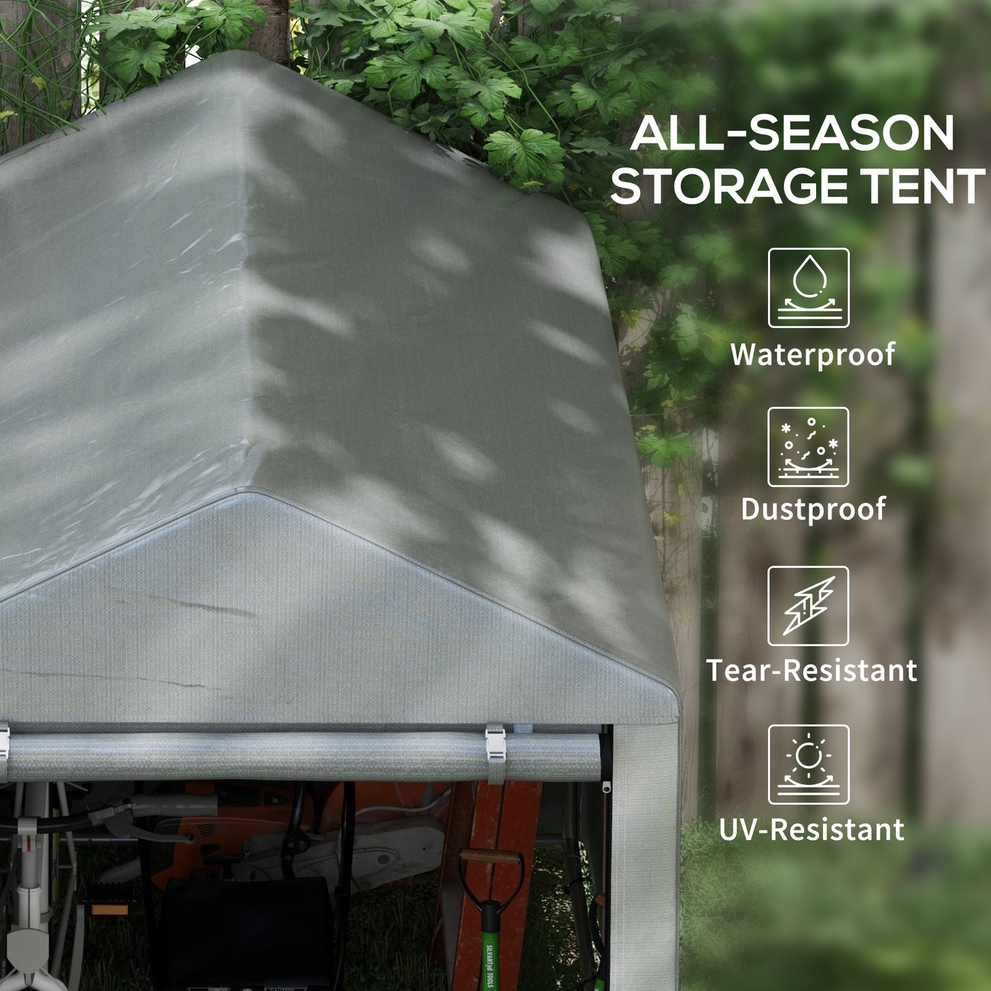 179 X 120cm Temporary Garden Shed, With Accessories - Light Grey
