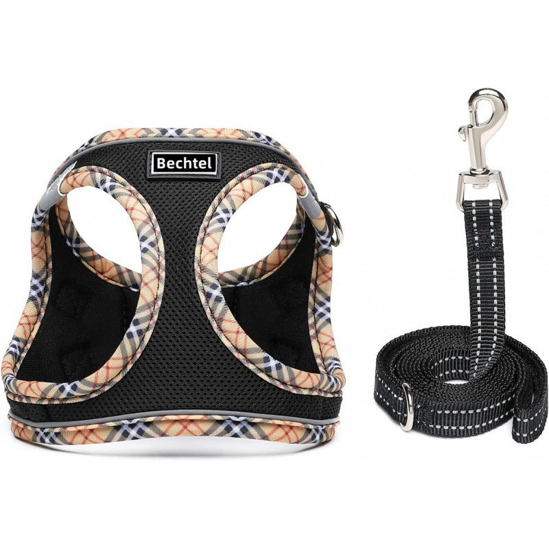 Pet Harness Vest Style Leash - Adjustable Breathable Dog Cat Harness with D-Ring for Walking Training