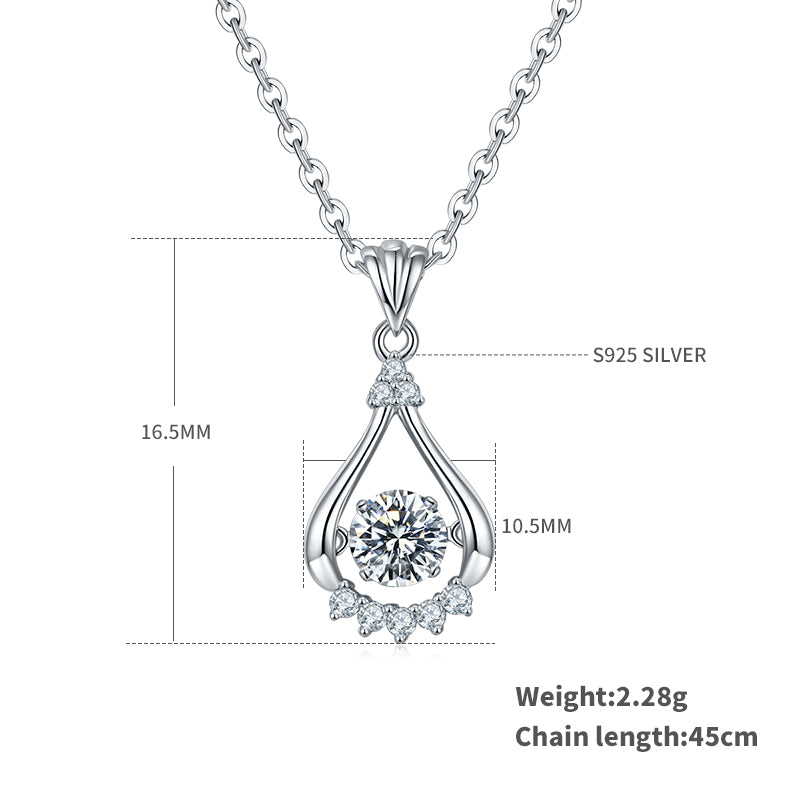S925 Sterling Silver 0.5ct D Color VVS1 Moissanite Teardrop Openwork Necklace 45cm Platinum Plated GRA Certified Gift Box