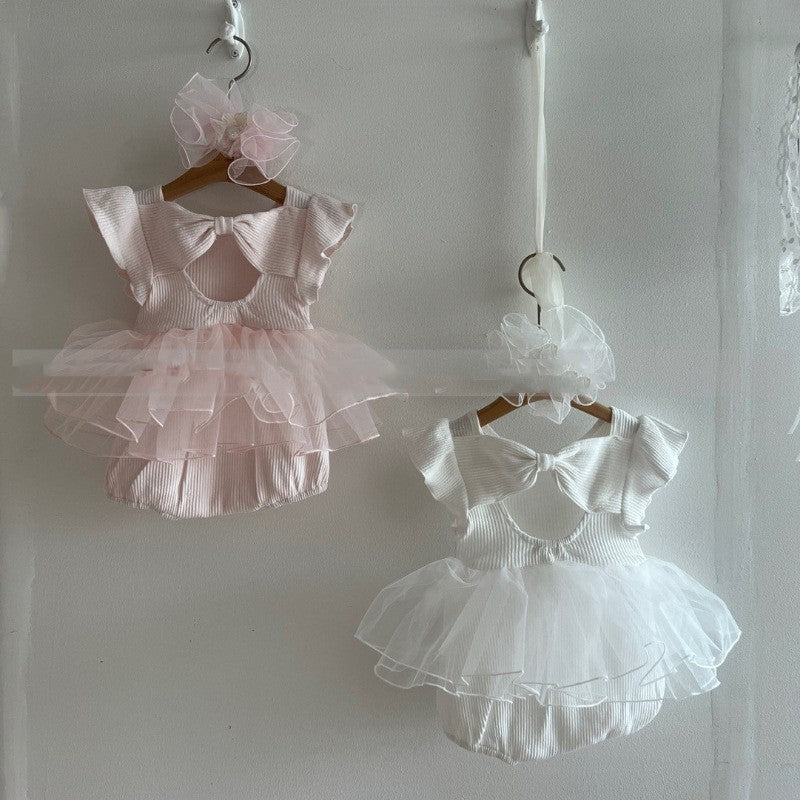 Western-style Lace Bow-Knot Korean-style Bodysuit Dress