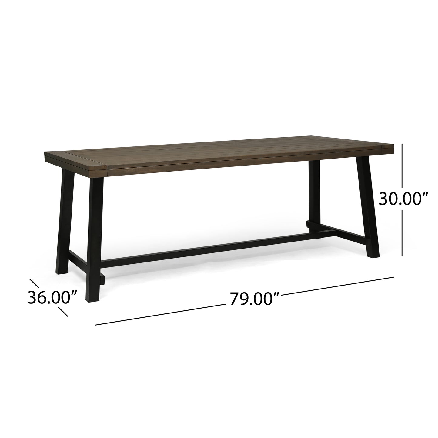 Outdoor Acacia Wood Dining Table,Grey Rustic Metal