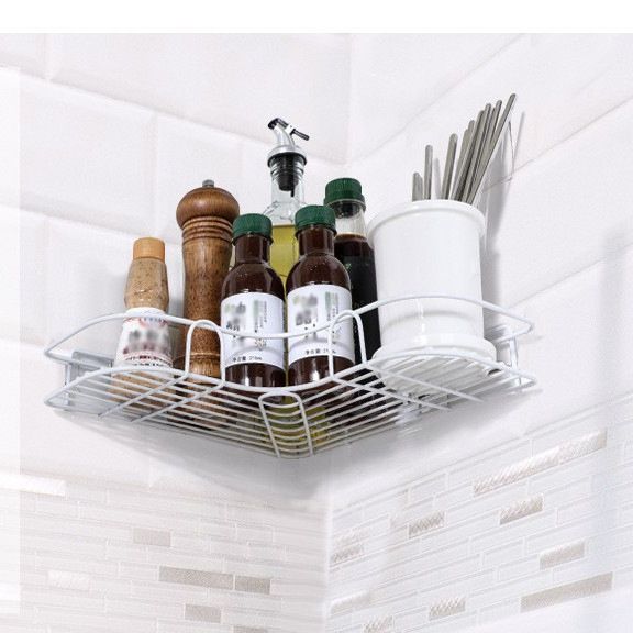 No-drill Wall-mounted Storage Rack With Adhesive Hooks, Traceless Pull-through Strong Adhesive, High Load-bearing Capacity, And Traceless Nail Hooks.
