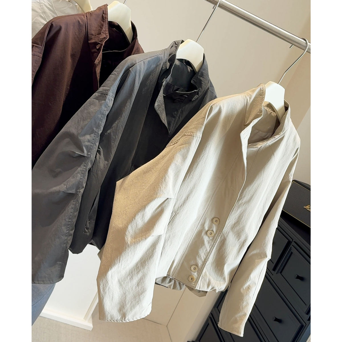 Korean-style Loose Workwear Jacket With Stand-up Collar For Men