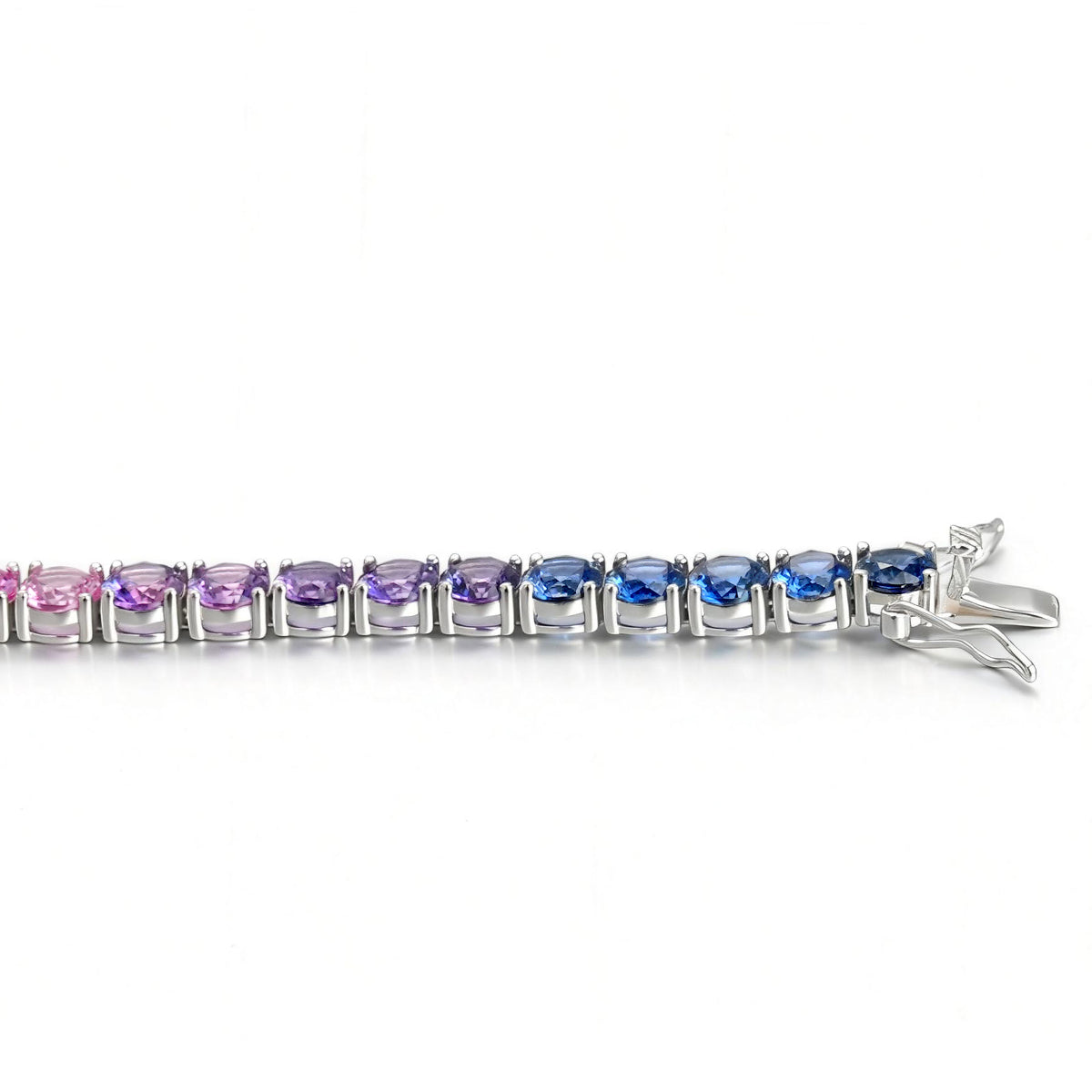 S925 Sterling Silver 5mm Rainbow Lab-Grown Gemstone Tennis Bracelet For Women Platinum Plated 7.5g Gift Box